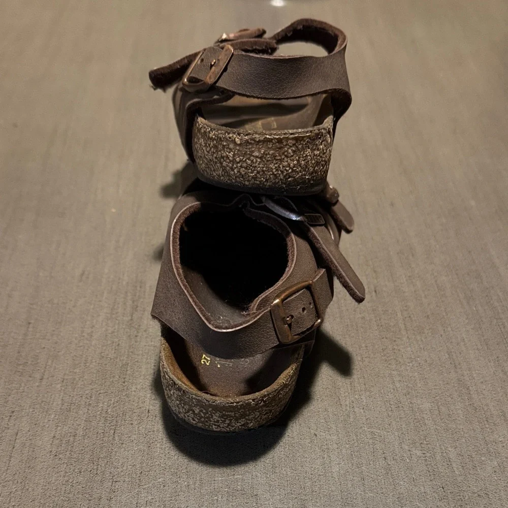 Birkenstock Kids Dark Brown Double-Buckle Sandals